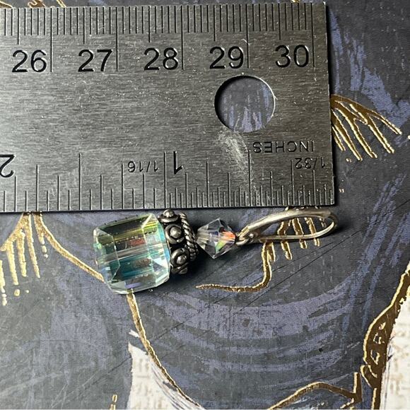 Vintage Handmade 925 Sterling Silver Blue Crystal Bead Necklace and Earrings D2 - Picture 10 of 11